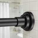 Shower Curtain Rod 1" Diameter 17-89inch Heavy Duty Shower Rod Spring Adjustable Tension Curtain Rod Non-Threaded No Drill Stainless Steel Non Slip for Bathroom Window Closet Outdoor Black