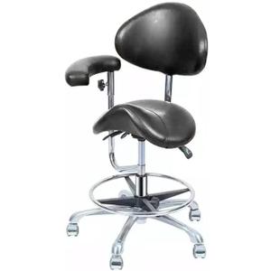 BONEW Global-Dental Saddle Shape Stool with Backrest PU Leather Chair Ergonomic Adjustable Swivel Saddle Chair