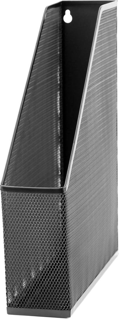 U Brands Mesh Steel Magazine File Holder, 12.5" x 9.8" x 3", Black, Desk Organizer for Magazines, Documents, Files and Folders, Modern Office Accessory