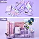 Purple Desk Accessories, 26Pcs Office Supplies and Desk Organizers, with Tape Dispenser, Stapler, Staple Remover Ect, Gift Box Packaging