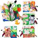 JoyCat Baby Books 0-6-12 Months - Farm Tail Tummy Time Toys - Sensory Touch & Feel Crinkle Cloth Book with Detachable Duck - Newborn Valentine Easter Basket Stuffers