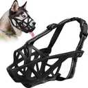 Dog Muzzle for Large Dogs, Breathable Basket Muzzles for Small, Medium and X-Large Aggressive Dog, Allows Panting Drinking, Suitable for Grooming Trimming Training (Black, L)