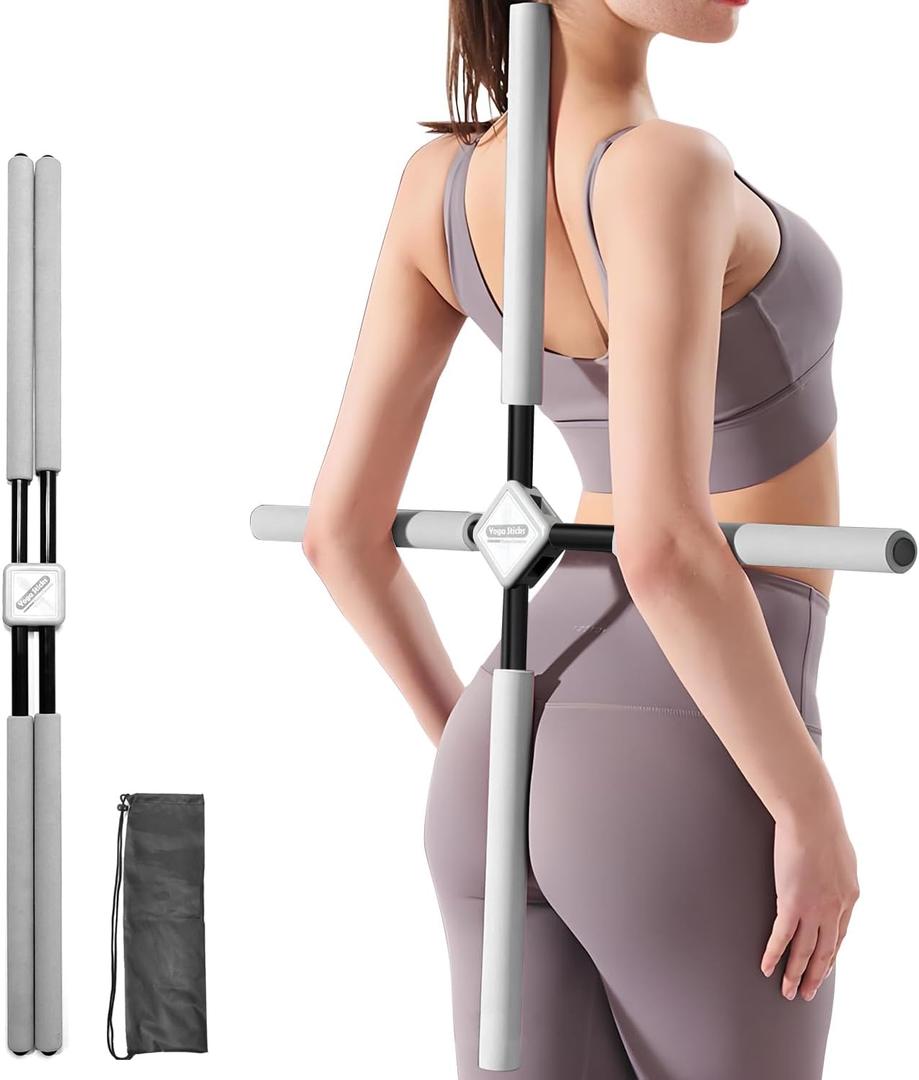 Posture Corrector Yoga Cross Stick -Yoga Stick Posture Corrector- Back Pain Relief for Men Women - Stretcher and Straightener for Upper and Lower Back -Back Straightener Posture Corrector (Gray)