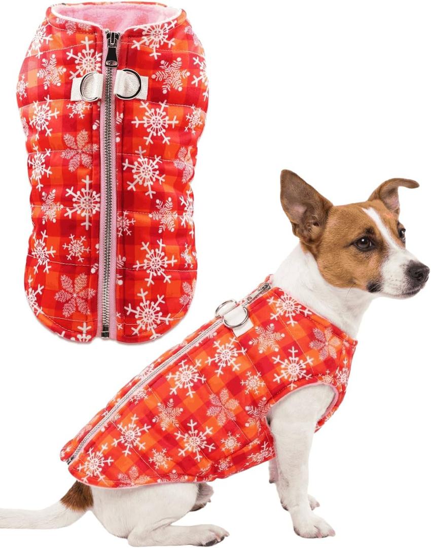 Christmas Dog Coats Small XS Dogs Christmas Jackets Winter Xmas Dog Clothes for Small Medium Large Dogs Waterproof Cold Weather Ultra-Warm Coat, X-Small