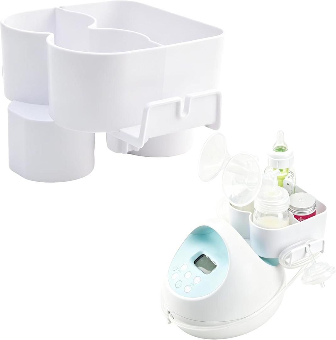 Bottle & Hose Holder for New Spectra S1, S2 Plus Breast Pump (New Model/NOT Round Hole), Portable Bottle Organizer with Extra Storage for Essentials, Dual Hose Management, Baby Safe(Holder Only)