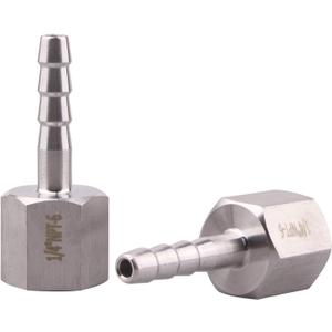 DERNORD 1/4" Barbed Hose x 1/4" NPT Female - Home Brew Fitting 304 Stainless Steel Pack of 2