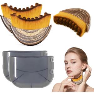 3 x Lymphatic Contour Face Brush, 2 Pack Lymphatic Drainage Brush - Facial Dry Brush for Depuffing & Skin Glow - Premium Face Sculpting Tool & Gua Sha for Jawline, Neck Lifting & Manual Massage