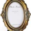 Cuspin 4x6 Picture Frame Gold, Vintage Bronze Gold 4 by 6 Picture Frame Hand-Crafted Resin with Glass Front Ornate Retro Antique Photo Frame for Wall and Tabletop Display Home Decor