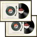 FramePro Record Frame with 2 Double Sided Mats (White over Gold), Jukebox Record Album Frames for 12x12 LP Covers, Vinyl Record Display, Black Picture Frame with Gold Trim, Pack of 2