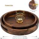 Set of 2 Large Round Black Walnut Wood Ottoman Tray 