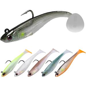 TRUSCEND Easy Catch Pre-Rigged Soft Lures, Unique Vibrating Swim Action and Trembly Sinking Move for More Bites, Amazing Soft Swimbait for Family Fishing, Fishing Lures for Bass Trout Crappie Walleye (2.75",0.23oz)