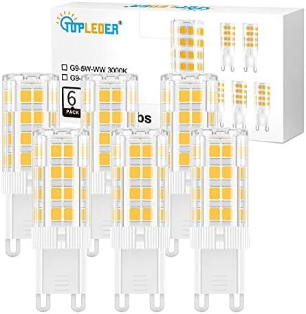 TopLeder G9 LED Bulbs, 3000K Warm White 5W 450LM LED Light Bulbs, No Flicker Non-Dimmable, 40W Halogen Bulb Equivalent, 120V Bi Pin G9 Base Bulbs for Home Lighting, 6-Pack