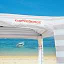 CoolCabana Beach Shade Tent - Easy Setup, UPF 50+ Protection, Large & Medium Sizes, Compact & Wind Resistant - Beach Cabana for The Whole Family - Beige Stripes, Medium (43ft2 - 66 x 66)
