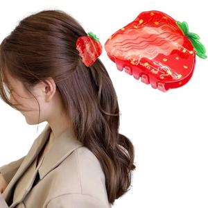 Hapdoo 1pc Strawberry Hair Clips, Small Cute Strawberry Hair Accessories Hair Clip for Women Half Ponytail, Mini Fun Fruit Hair Claw Clips Strawberry Gifts