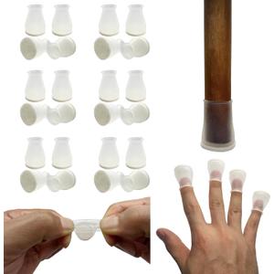 Extra Small Silicone Chair Leg Floor Protectors with Felt, FIT 19/32 to 15/16 Glide Chair Leg Caps Silicon Furniture Leg Feet Cover Bottom Slide Protect Hardwood Floors No Scratches No Noise 24 Pack (24pack-semi-transparent)