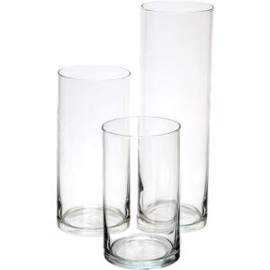 Royal Imports Glass Cylinder Vases for Centerpieces  Set of 3 Clear Hurricane Vases for Wedding, Table Decor, Floating Candles, Flowers, Candle Holders, Extra Tall Clear Vase Set, 6" / 8 / 11 Royal Imports Glass Cylinder Vases for Centerpieces  Set of 3 Clear Hurricane Vases for Wedding, Table Decor, Floating Candles, Flowers, Candle Holders, Extra Tall Clear Vase Set, 6" / 8 / 11