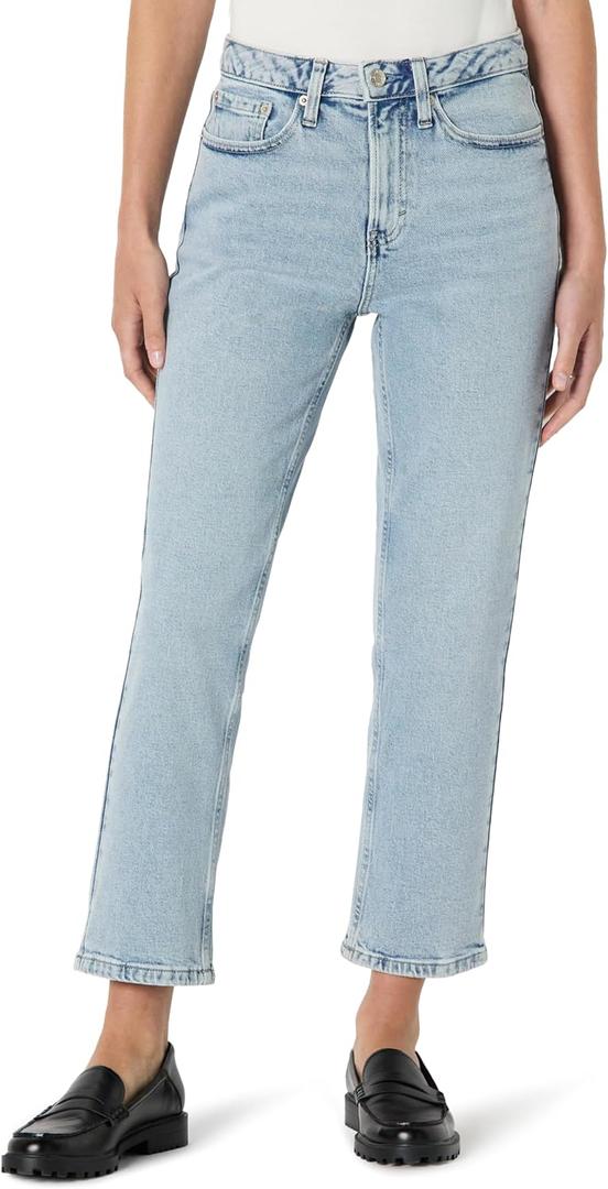 Amazon Essentials Women's High-Rise Straight Leg Jean (Blue)
