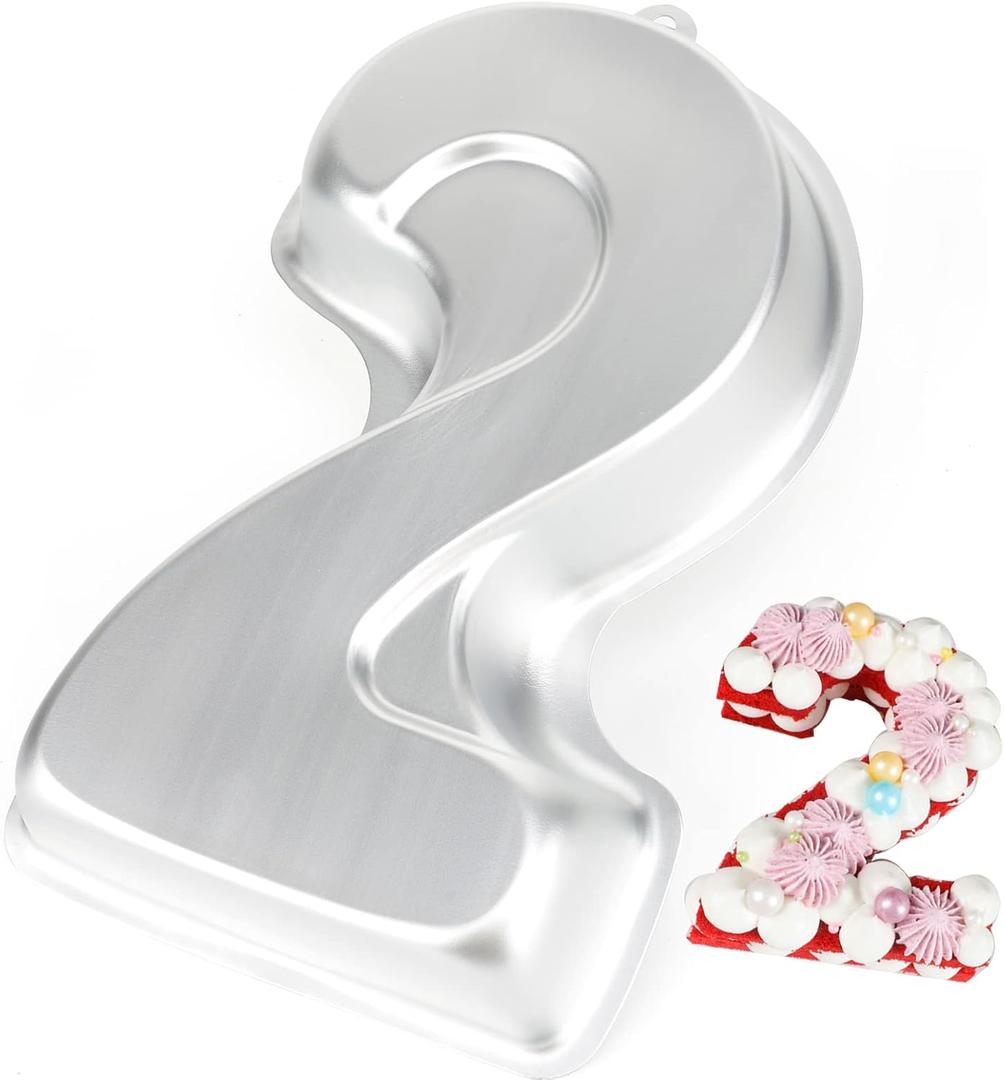 Number 2 Shaped Cake Pan, DIY 3D Two-year Old Birthday Cake Pan, Aluminum Cake Mould Nonstick Baking Tools