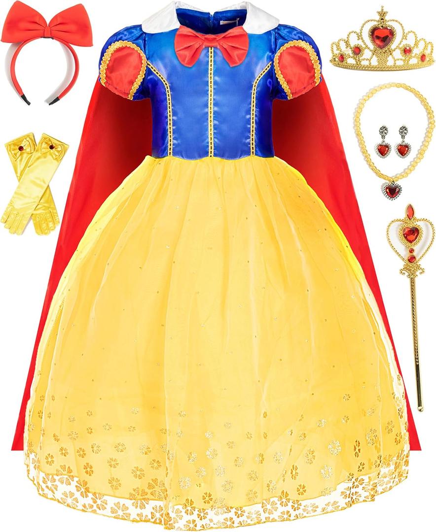 Funna Costume Princess Dress for Toddler Girls with Accessories (3T, Yellow)