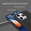 MZELQ Silicone Compatible with iPhone 15 Pro Max Case, Card Holder Camera Protection Cover + Screen Protector, Card Slot Case Designed -Black