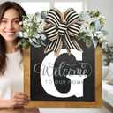 16 Personalized Welcome Sign for Front Door, Last Name Wreaths for Front Door, 26 Initial Front Door Decor, Year Round Wreath, Pine Wooden Home Decor, Housewarming Gifts, (G)
