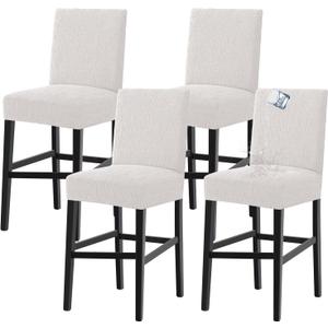 Turquoize 100% Waterproof Bar Stool Cover Stretch Washable Barstool Seat Covers Set of 4, Removable Bar Chair Covers with Backs, Counter Height Chair Cover for Kitchen Dining Room Cafe (4, Pale Oak)