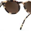 WearMe Pro Round Polarized Sunglasses for Women - Retro Classic UV400 Protection for Driving & Everyday Wear (Beige Tortoise / Brown Gradient Lens)