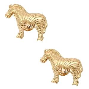 CPELLESSE 2 Pcs Zebra Kitchen Cabinet Knobs Animal Cabinet Knobs Pulls Gold Dresser Drawer Handles Pulls Cupboard Door Decorative Knobs (Gold)