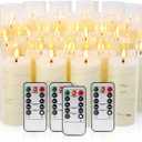 24-Piece Ivory Flameless LED Candles with Remote, Embedded Fairy Lights for Christmas Decor. Battery-Powered with Timer, Safe & Elegant for Cozy Romantic Home, Wedding, Party.
