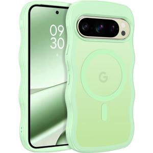 BENTOBEN Magnetic for Google Pixel 10 Pro Case Cute, Curly Wavy Pixel 10Pro Case [Compatible with MagSafe] Anti-Slip Bumper Matte Slim Women Men Boys Phone Cover for Google 10Pro 6.3", Matcha Green