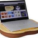 Lap Desk for Laptop with Cushion-Fits up to 15 inch, Bamboo Computer Laptop Stand with Phone Hoder, Anti-Slip Stopper (Small)