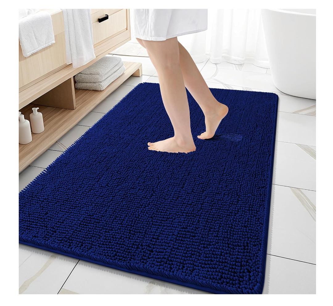 Thick Memory Foam Large Bathroom Rugs 59x35 Inch, Extra Soft Absorbent Bath Rug, Quick Dry Bath Mats, Non-Slip, Machine Washable Carpet for Bathroom, Tub and Shower, Home Decor Accessories, Navy