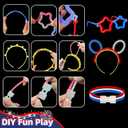 180 Pcs 250th Anniversary 4th of July Light Up Party Favors,12 Red White Blue Star Glasses 6 Headbands 12 Bracelets 150 Patriotic Glow Sticks Bulk with Connectors Glow in the Dark Party Supplies