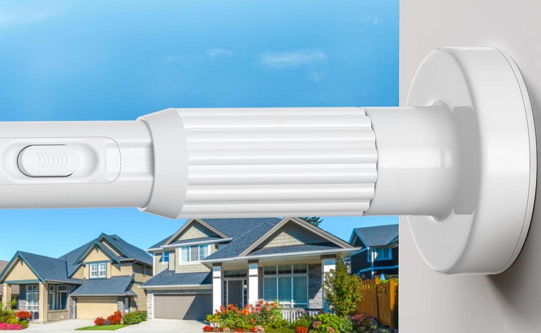 Long Tension Rod 41-118inch White Tension Curtain Rods no Drilling 1.26" Diameter Outdoor Curtain Rod for Patio,Windows,Shower,Doorway,Heavy Duty Spring Rods