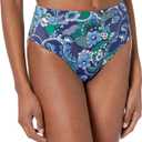 Amazon Essentials Women's High Waist High Leg Bikini Bottom, Deep Blue Paisley, Small