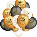 50Pcs Gold Black and White Happy New Year Eve Balloons 2026 New Year Balloons New Years Eve Party Balloons for Happy New Years 2026 Decorations