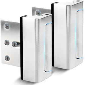 Dwell+Good Door Reinforcement Lock (2-Pack) - DIY Nickel Home Security Door Lock for Front Door - Security Locks for Doors Inside | Child Proof Door Lock for Kids Safety - Withstand 800 LB of Force