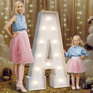 4FT Marquee Light Up Letters A,Party Decoration Large Marquee Light Up Letters with Weighted Water Bag,Pre-cut Foam Board Set Can Be Used for Birthdays,Weddings,Baby Anniversaries (White 4ft)