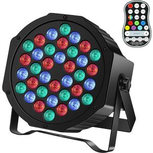 Rechargeable Stage Par Lights U`King RGB 36 LED Battery Powered Par Wireless Uplights with DMX and Remote Control Uplighting Light for DJ Disco Events Wedding Birthday Party Indoor Live Show Bar (36 LED-1 Pack)