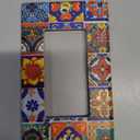 Talavera Mexican Tiles Single Gang Rocker Decorative Light Switch Cover,1-Gang Decorator Wall Plate Switch Plate Cover Receptacle Outlet Cover,Size 4.50" X 2.76"inch