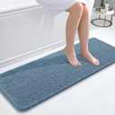 OLANLY Bathroom Runner Rugs 47x17, Soft Absorbent Chenille Bath Rugs, Rubber Backing Quick Dry, Machine Washable Long Bath Mats for Bathroom Floor, Tub and Shower, Home Decor Accessories, Airy Blue
