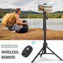 Liphisy 64 Tripod for Cell Phone & Camera, Phone Tripod with Remote and Phone Holder, Sturdy & Stable Height Adjustable Multi-Angle Shot Selfie Stick Tripod for Video Recording