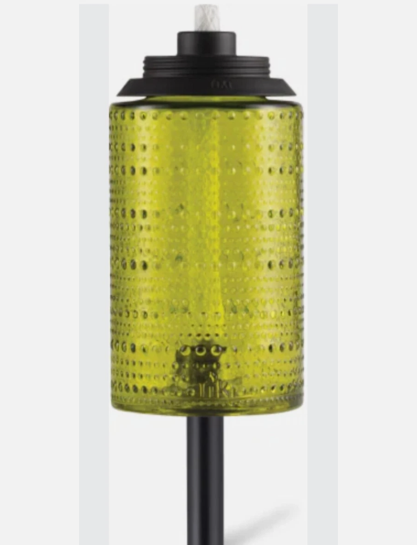 TIKI Brand Convertible Torch, 68” Full Size, 54" Garden, 8” Table, Green Glass