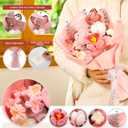 Fanfanwin Father's Day Crochet Flowers Bouquet Gifts Wedding Favors Handmade Tulips Knitted Flowers with Butterfly Card for Graduation Wife Anniversary Teacher Nurse Birthday Party(Pink)