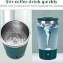 Self Stirring Coffee Mug - Rechargeable Stainless Steel Auto Self Mixing Cup with Lid, 400ml/13.5oz Coffee Travel Mugs To Stir Coffee, Mixed Milk, Tea for Women Men Office Car Use (Dark Green)