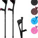 Forearm Crutches for Adults, Adjustable Walking Crutches 28.3 to 37.4 Inches, Lightweight Aluminum Crutch Pair with Ergonomic Grip, Comfortable Support and Non-Slip Rubber Tips Black