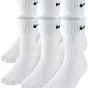 NIKE Boys' Performance Cushion Crew Socks with Band (3 Pairs) (White)