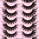 Mink Lashes Wispy 6D False Eyelashes 17mm Volume Cat Eye Lashes that Look Like Extensions Strip Lashes Pack