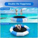 15FT Inflatable Water Trampoline for Lake Without Pump Blue | Floating Water Trampoline with Rope Ladder and Mooring Ropes