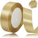 Gold Ribbon 1 inchwide and 25 Yards Long, Suitable for handicrafts, Wreaths, Wedding Party Decorations, Christmas, Hair Bows, Floral Bouquets, Baby Showers and Gift Wrapping